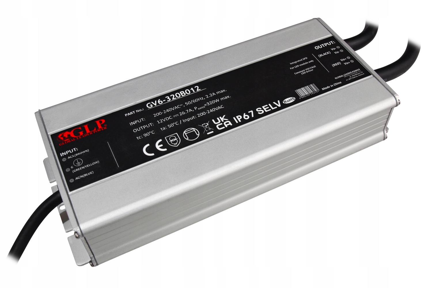 GV6-320B012: GV6-320B012: Napájecí zdroj Glp 320W: 12V/26,7A, CV, kovové pouzdro, obdélníkový