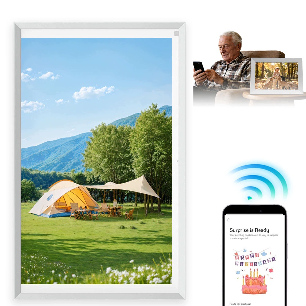 Digitální fotorámeček 15.6" WiFi 32GB Ips Fhd Dotyková aplikace Mrak Dárek