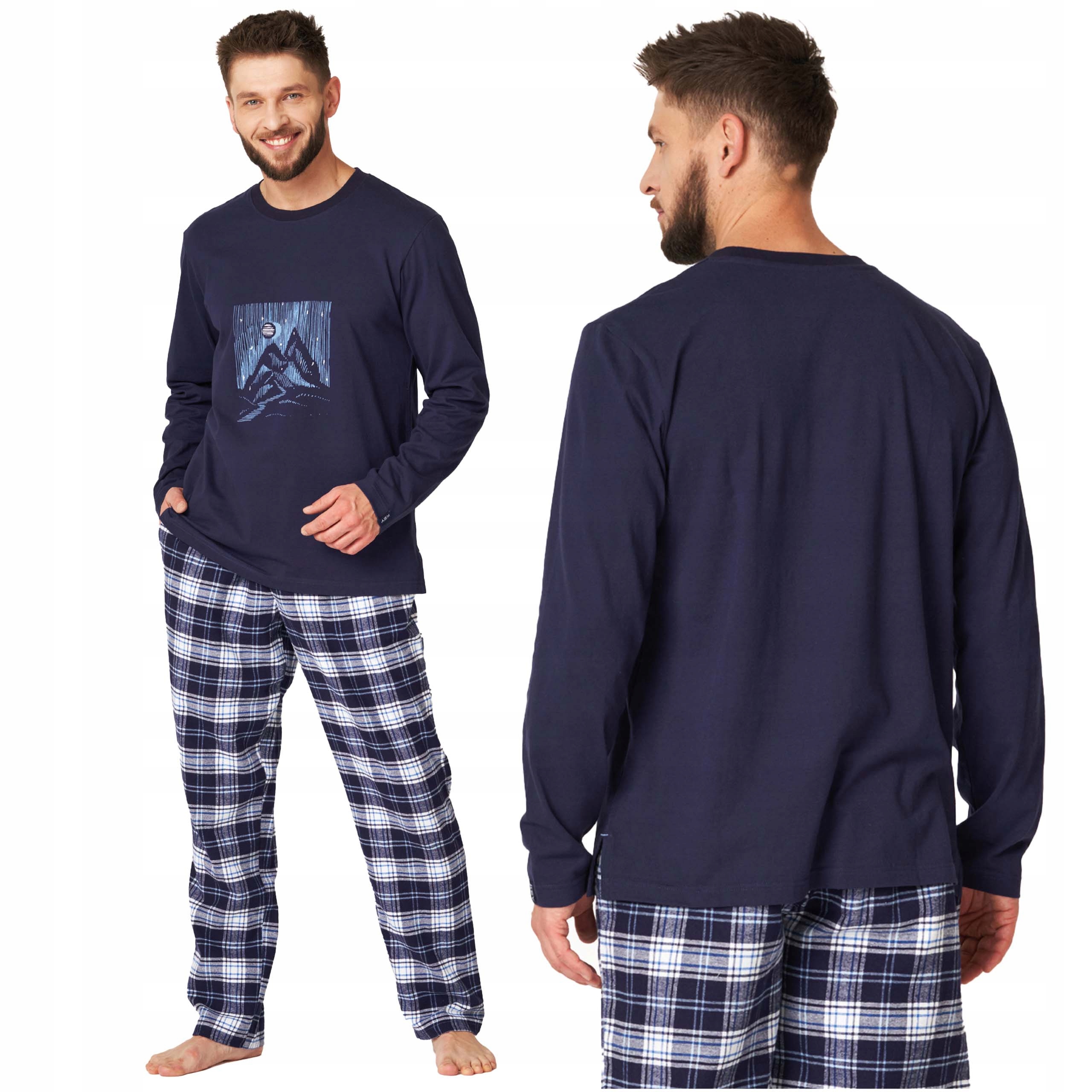 Key Pánské bavlněné pyžamo s flanelovými kalhotami Mns 412 XXL