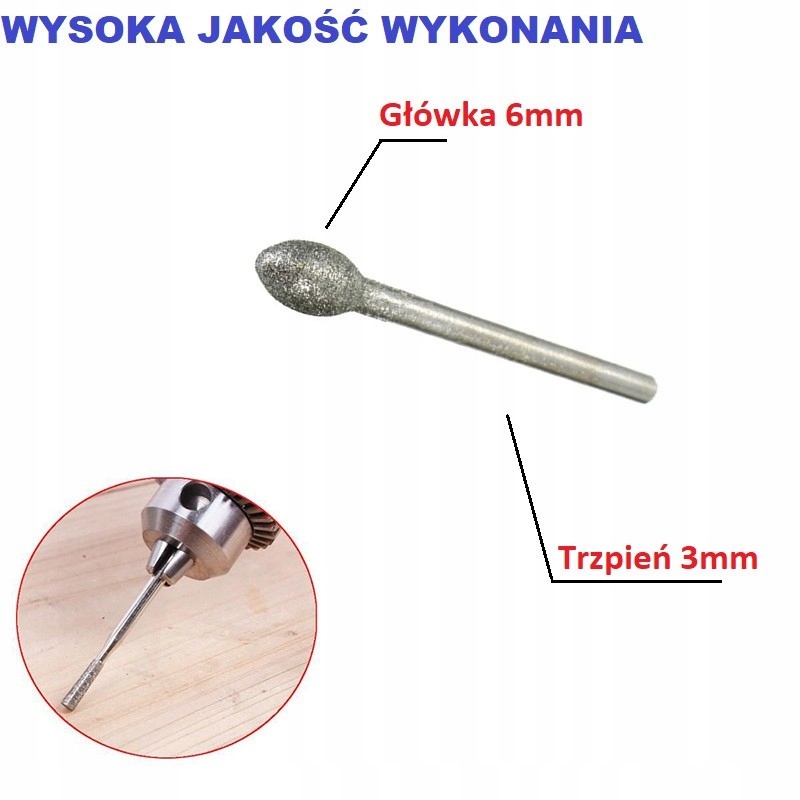 

Frez Płomieniowy diamentowy, ściernica 6 mm
