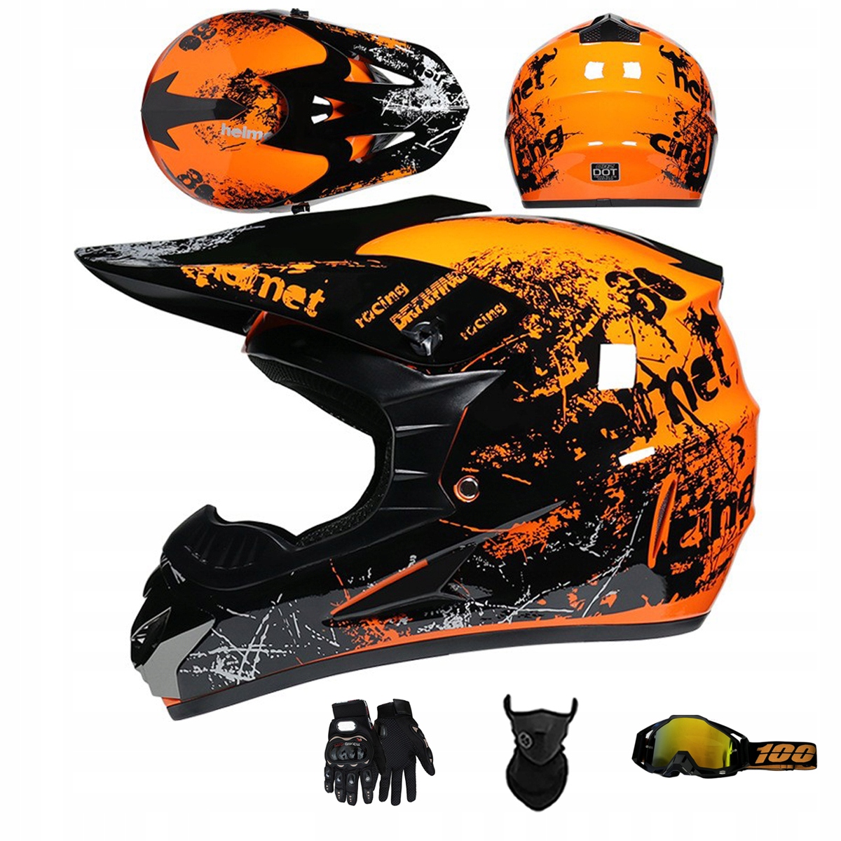 Motocyklová Přilba Lehká Enduro Quada Brýle Rukavice Maska S