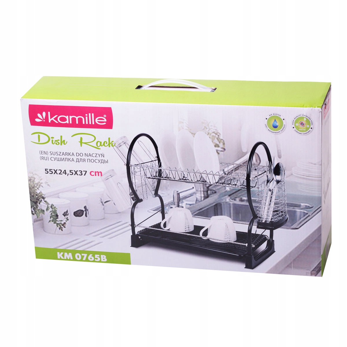 SUSZARKA DO NACZYŃ SZTUĆCE TALERZE STOJĄCA Z TACĄ OCIEKACZ Marka Kamille