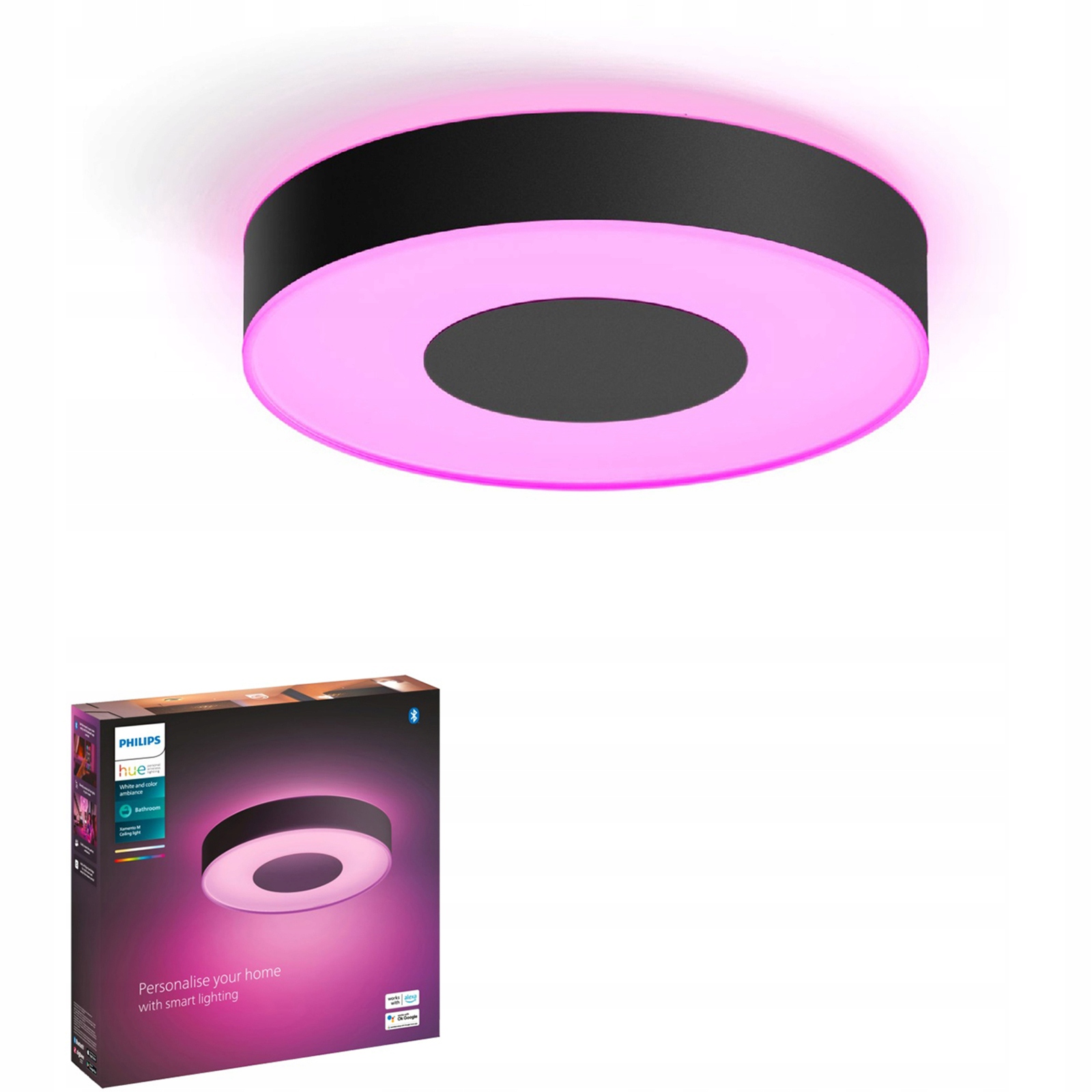 Stropné Svietidlo čierna 38 cm Rgb Xamento Philips Hue