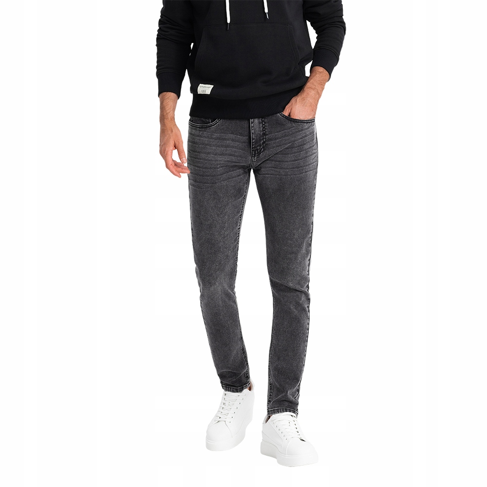 Dopasowane jeansowe męskie spodnie Slim Fit grafitowe V3 OM-PADP-0214 S