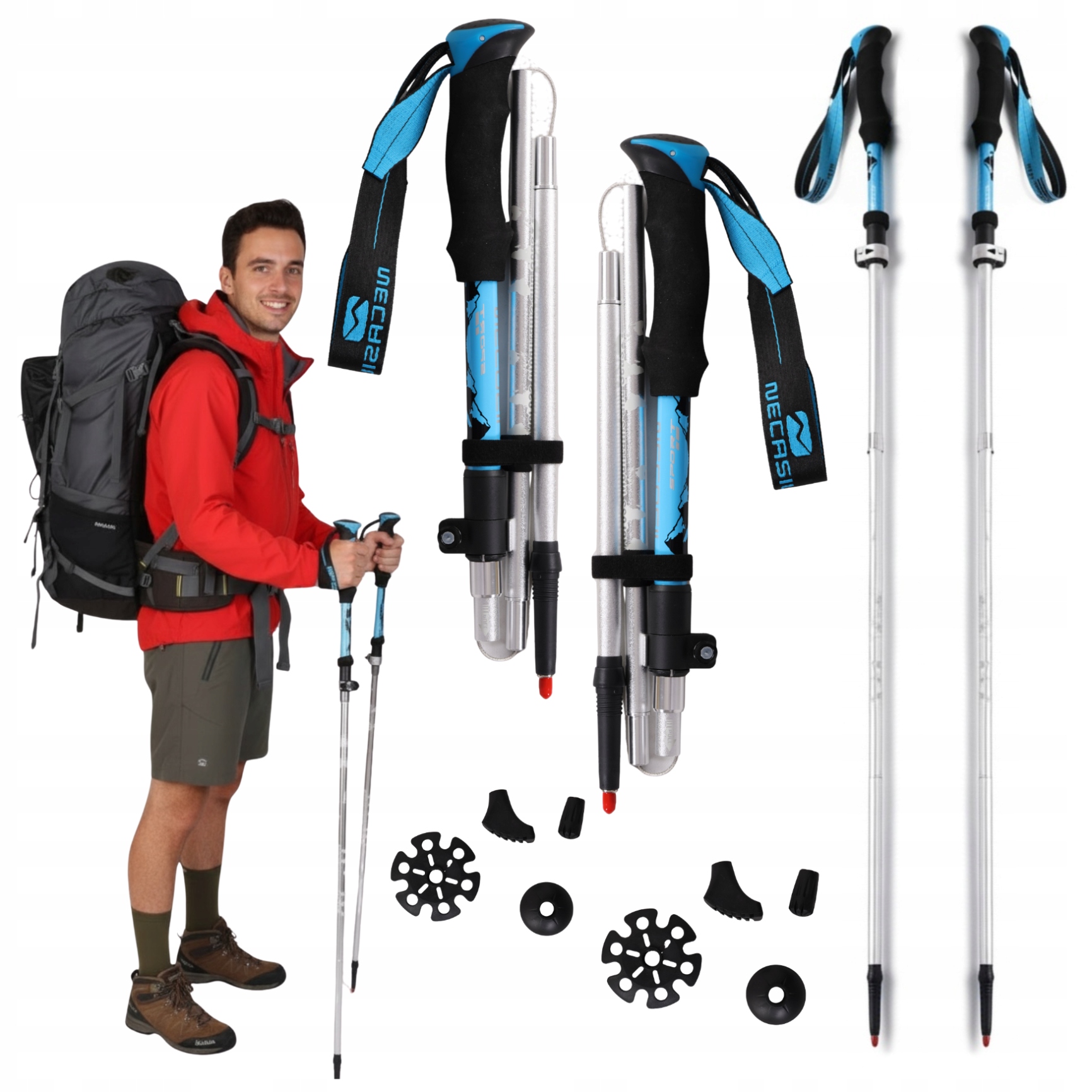 Trekingové Hole Nordic Walking Skládací Hole Lehké Pro Chůzi Hory 2x