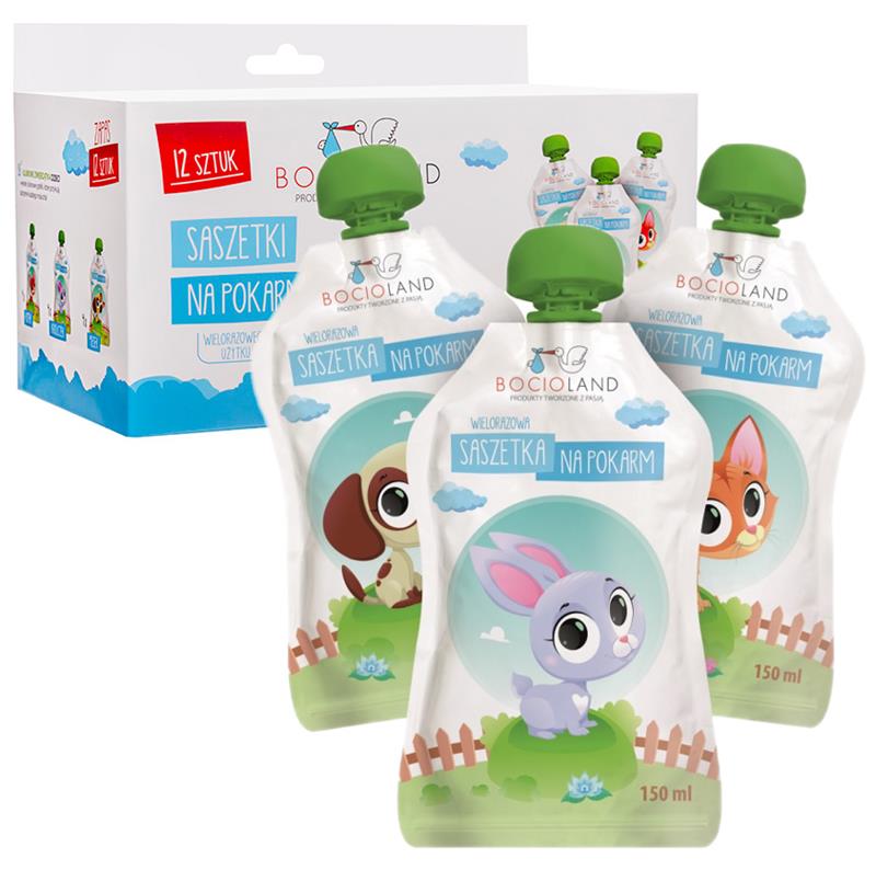 BOCIOLAND SASZETKI TUBKI WIELORAZOWE NA POKARM x12