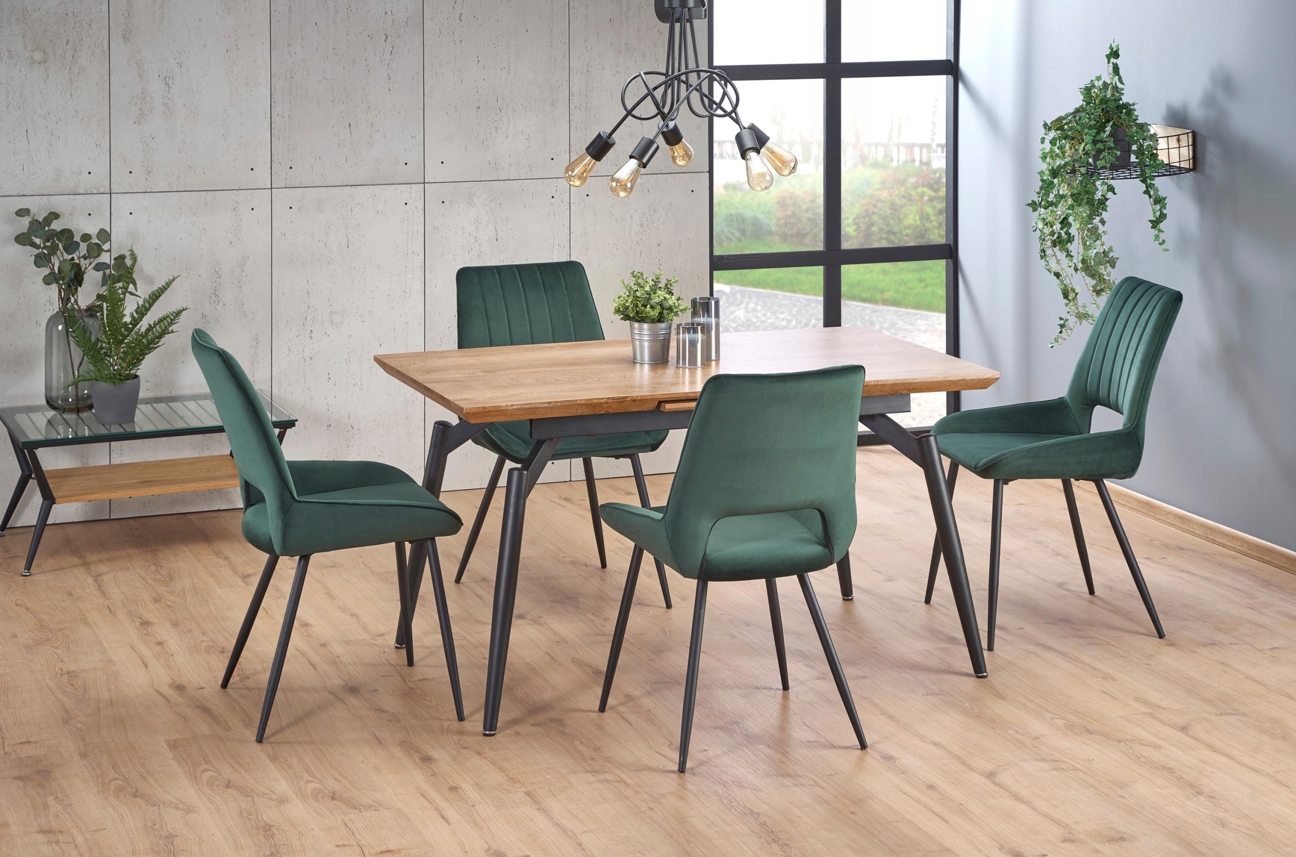 Stół Cambell Mdf Dąb Stal 140-180x80 Halmar