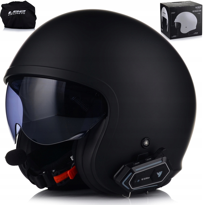Motocyklová Prilba LS2 OF599 Spitfire Matt Black Interkom 1ST Bluetooth