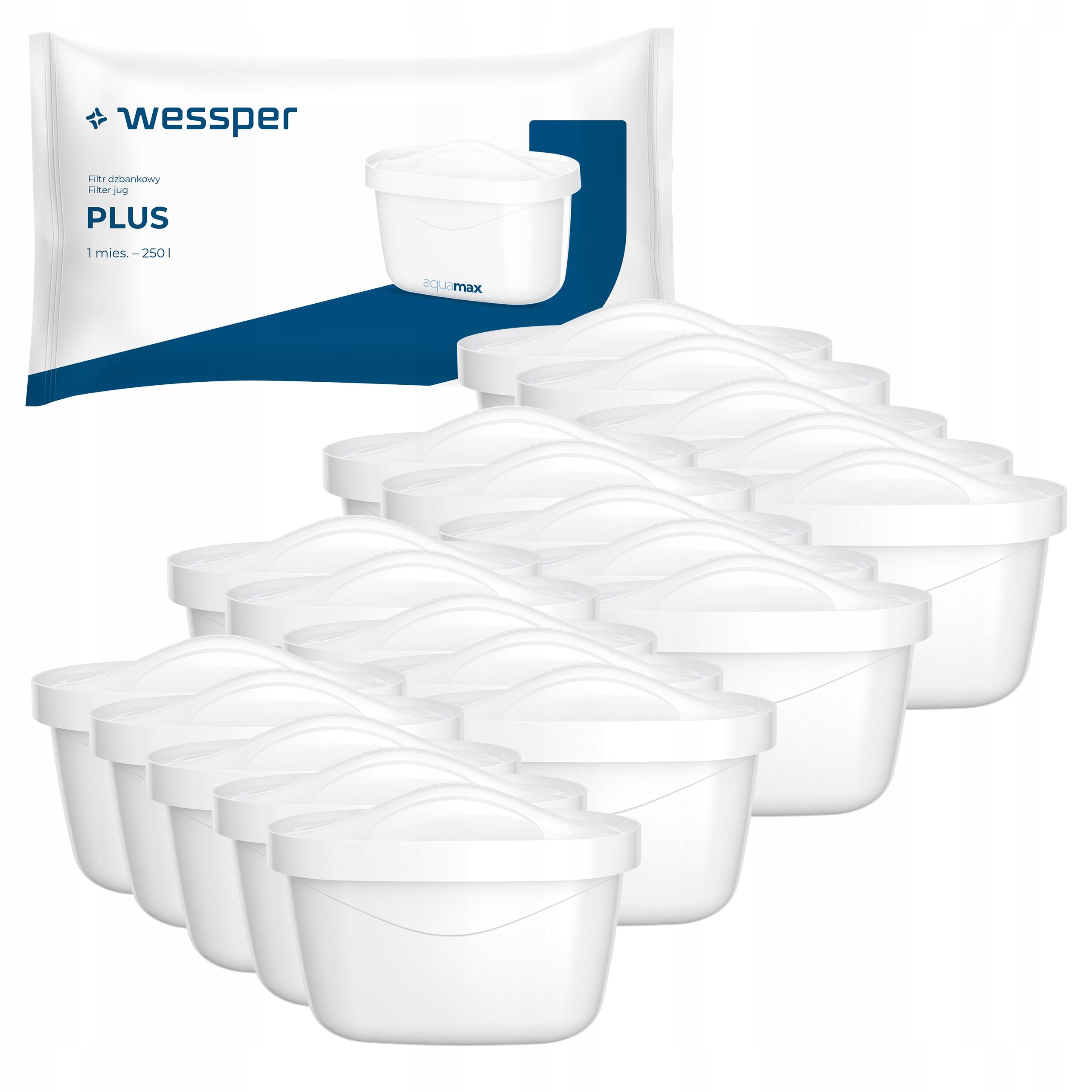 20x Filtr Wessper aquamax Plus do szklany dzbanek filtrujący Dafi zamiennik