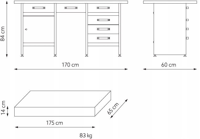 Stół warsztatowy narzędziowy metalowy szuflady do garażu DRABEST Marka Drabest