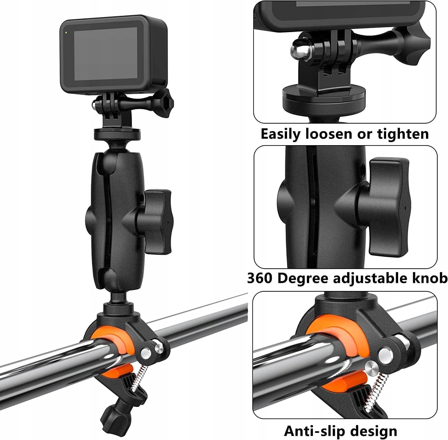 UNSTINCER Uchwyt Kamery Do GoPro Hero Insta360 DJI Osmo Na Rower — miniatura 7