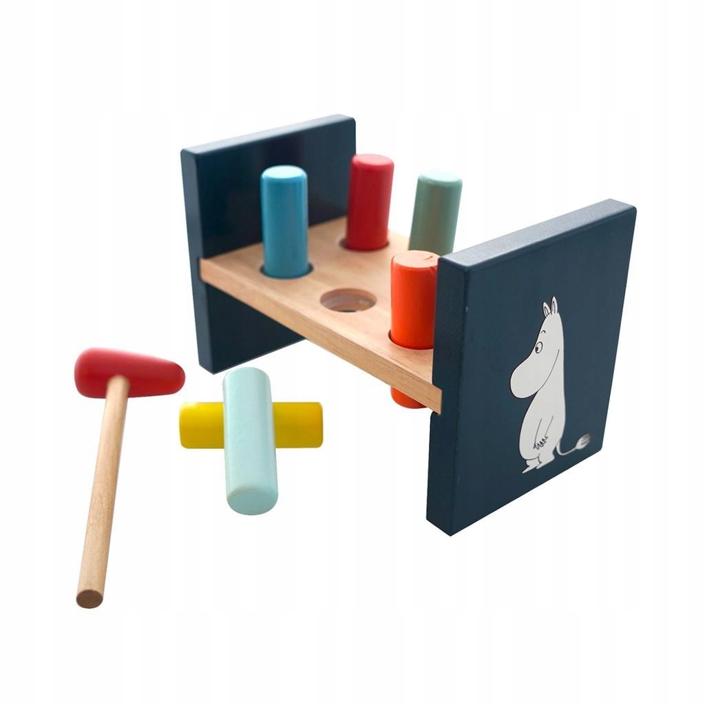 DREWNIANA Zabawka Przebijanka z Młotkiem Muminki