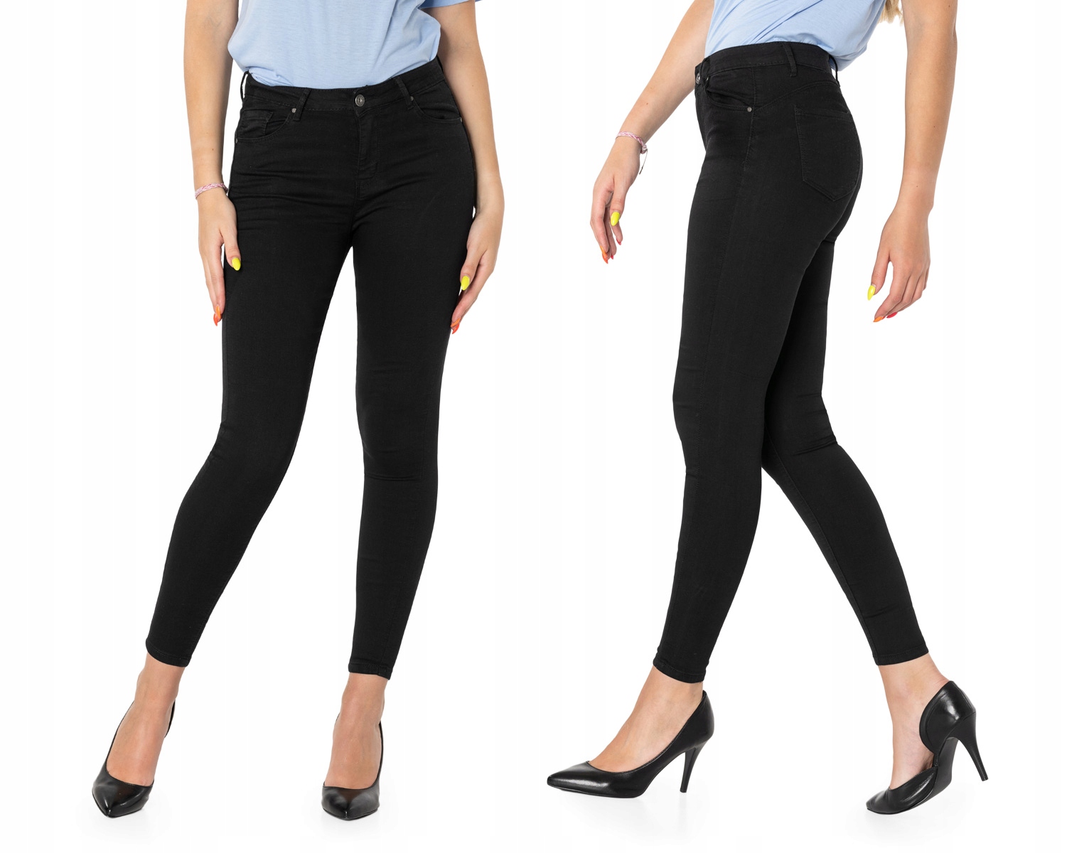 Czarne Spodnie Rurki Push-Up Damskie ze Streczem Wysoki Stan 3822-13 r 30