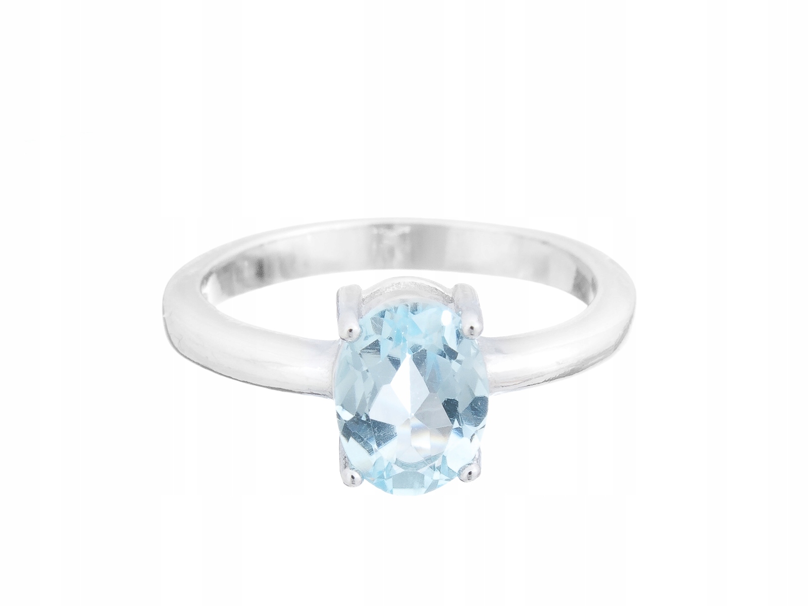 Stříbrný Prstýnek VEL.17 Sky Blue Topaz 8x6 Přírodní