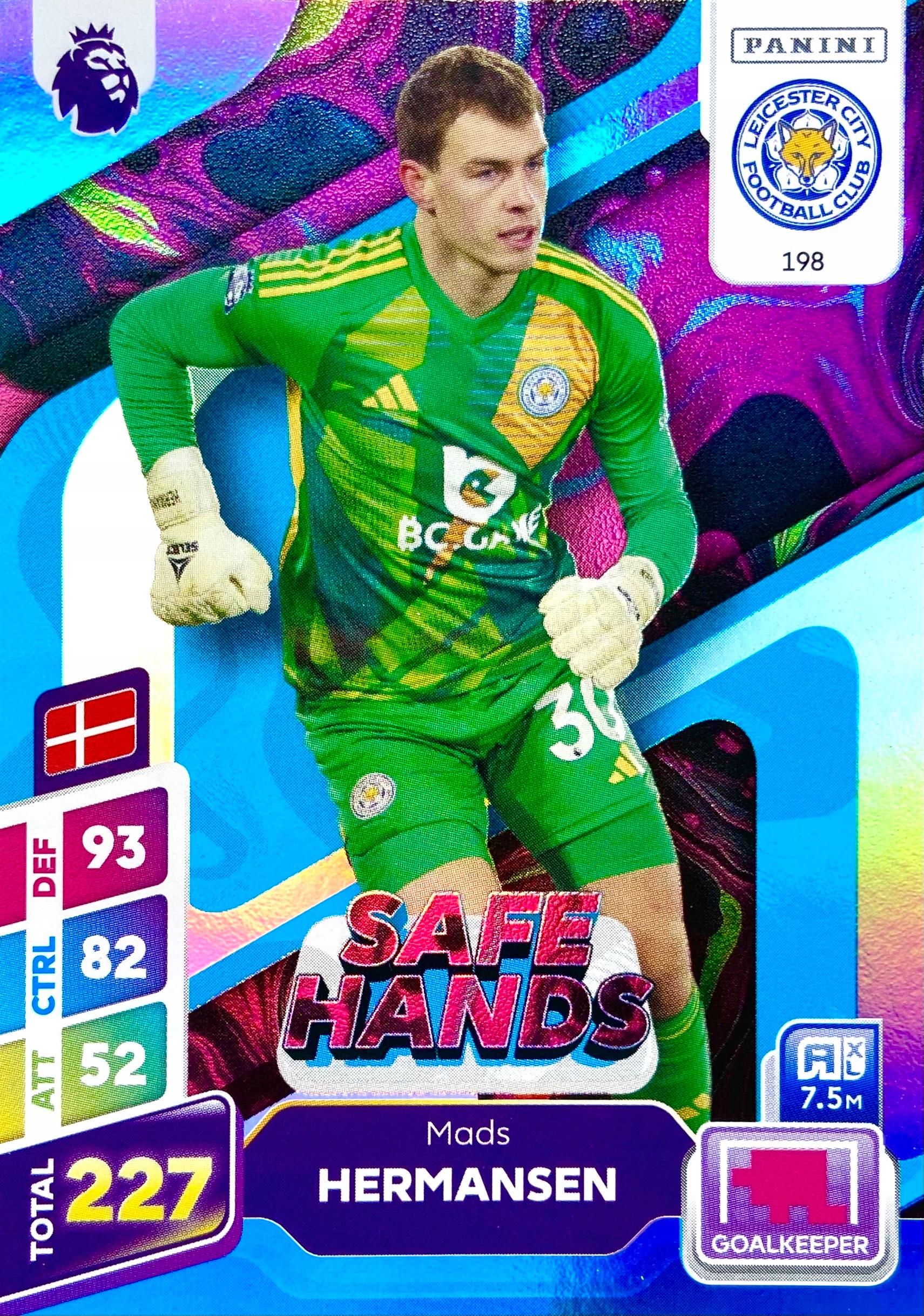 Premier League Plus 2025 Safe Hands 198 blue Mads Hermansen Leicester City