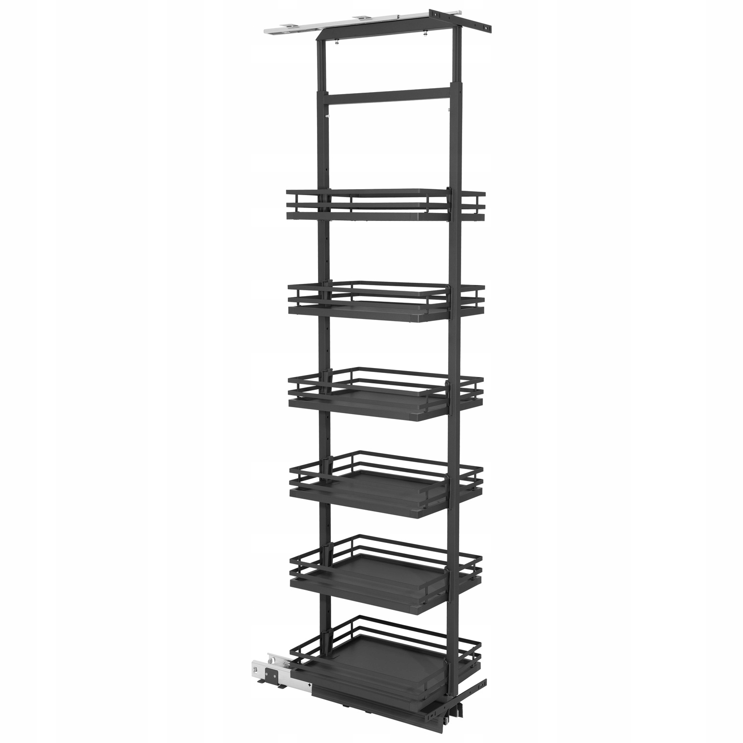 Kosz cargo Maxi Amix 25cm Grafit 6 półek pełne dno cichy domyk 1850-2200 mm
