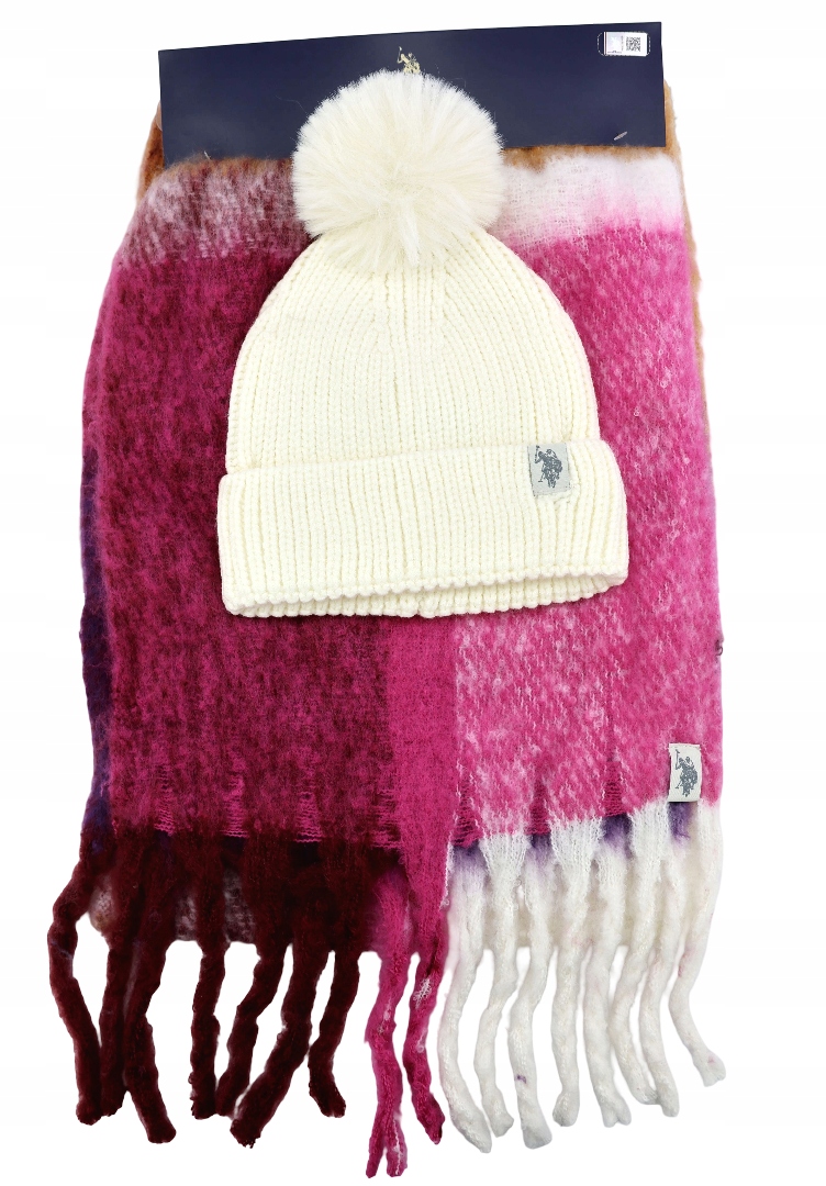 Dámská zimní sada pro mládež Čepice bambule Šála U.s. Polo Assn. Logo