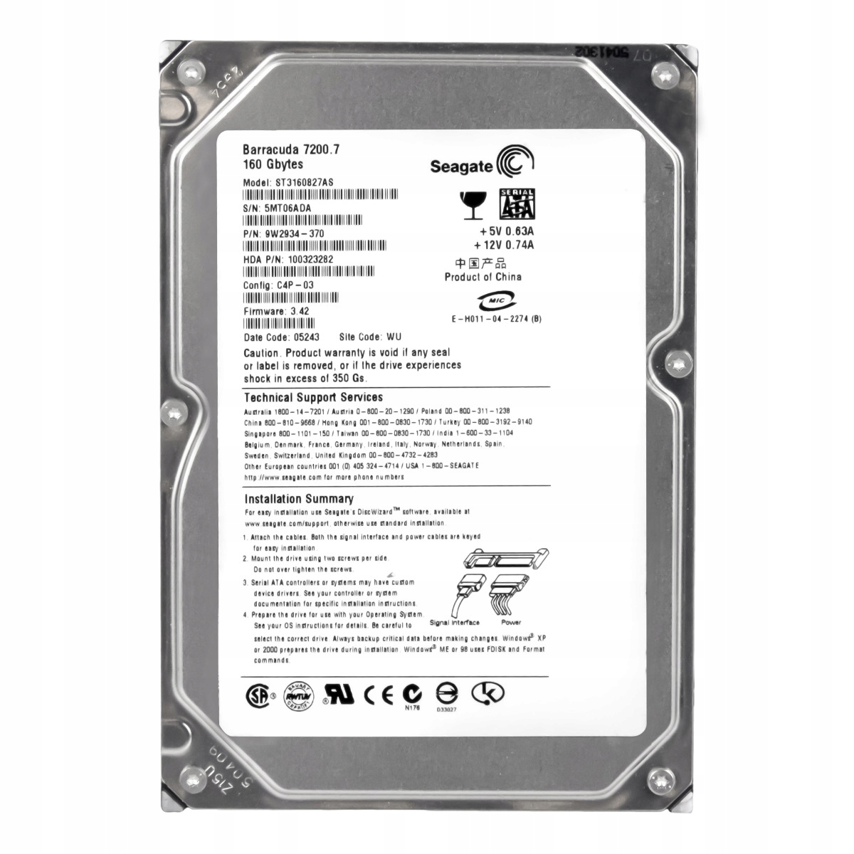 Seagate Barracuda 7200.7 160GB 7.2K 8MB Sata 3.5'' ST3160827AS