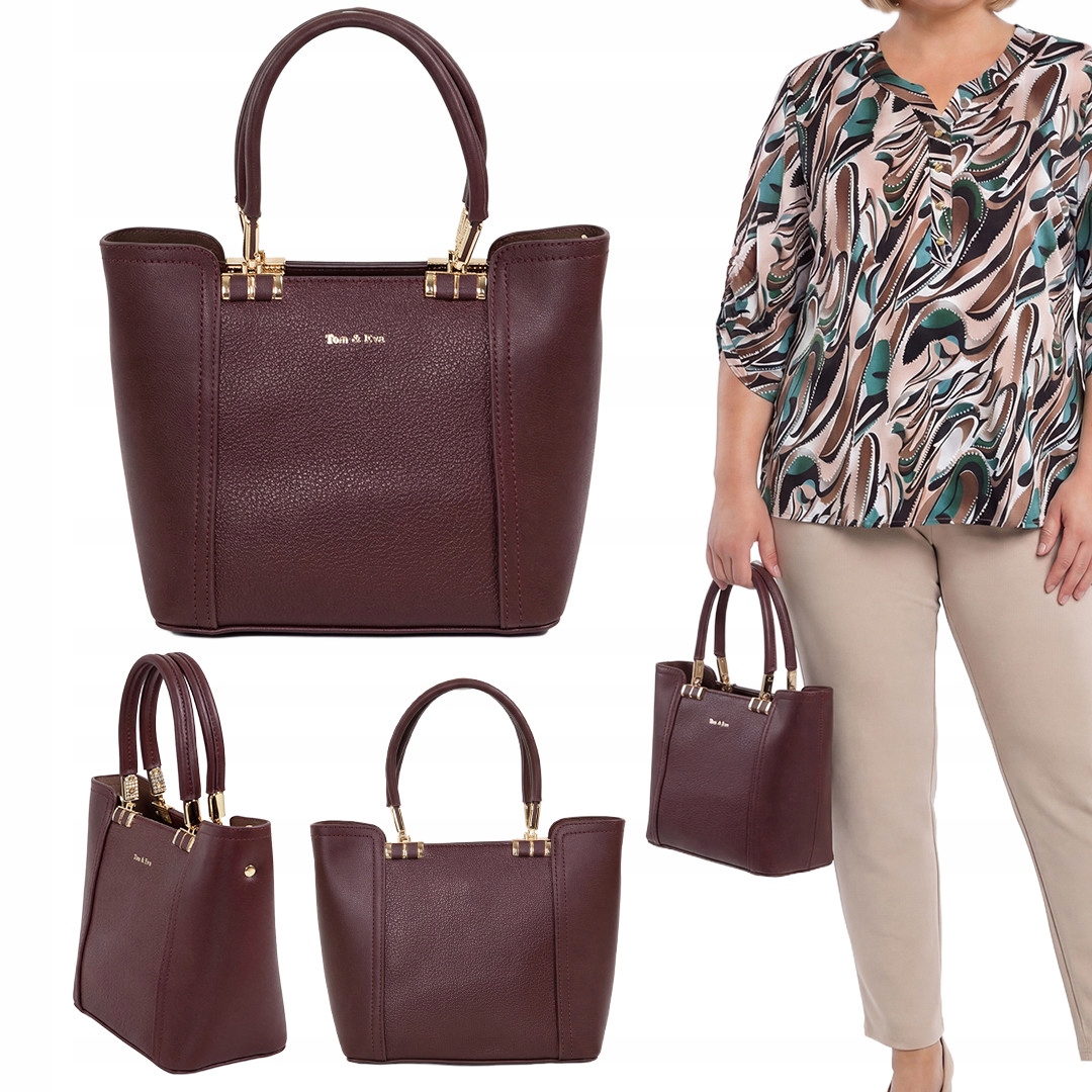 Tmavě hnědá kabelka se zlatými prvky plus size velikost Uni.