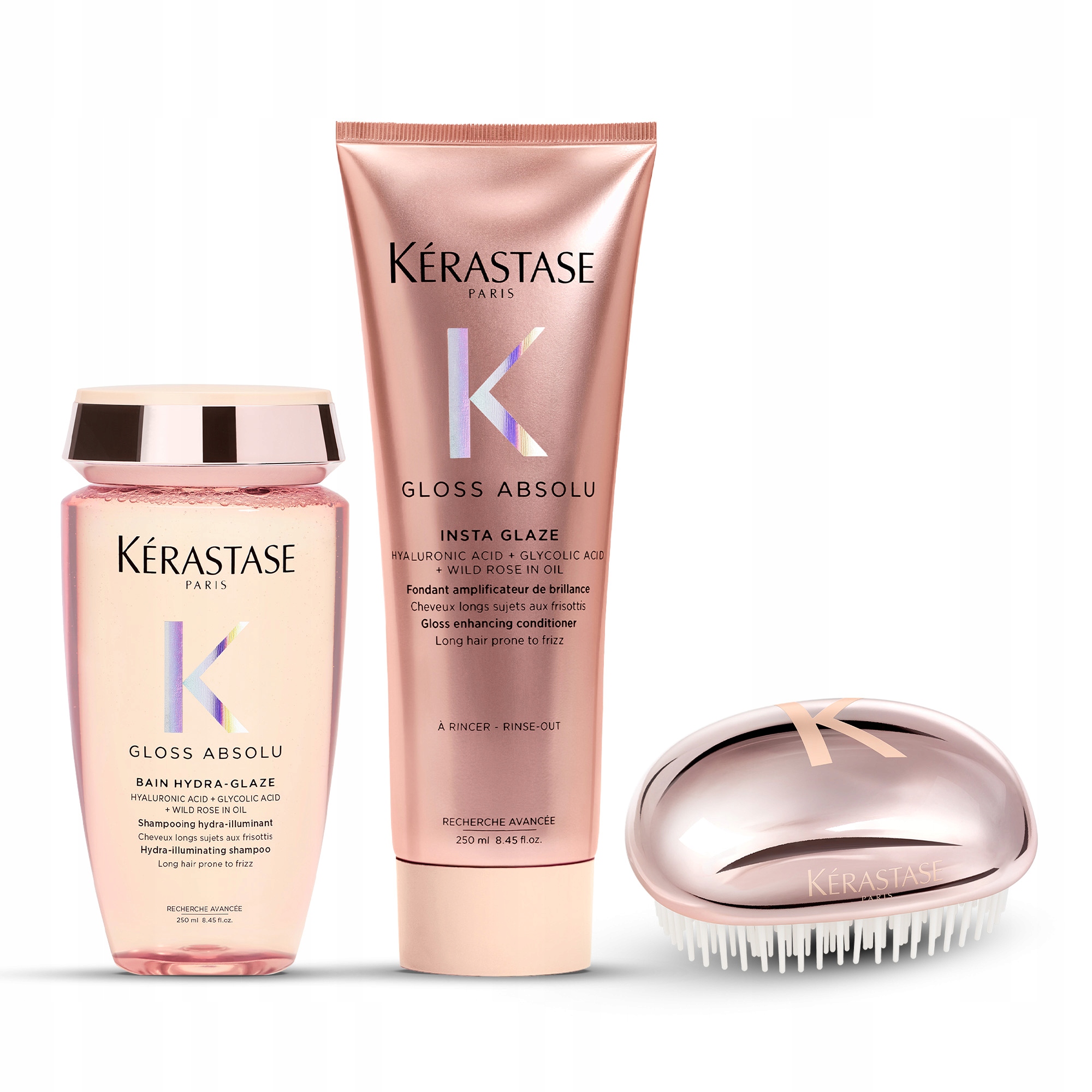Kérastase Gloss Absolu Zestaw Wygładzający Włosy Szampon Odżywka Szczotka