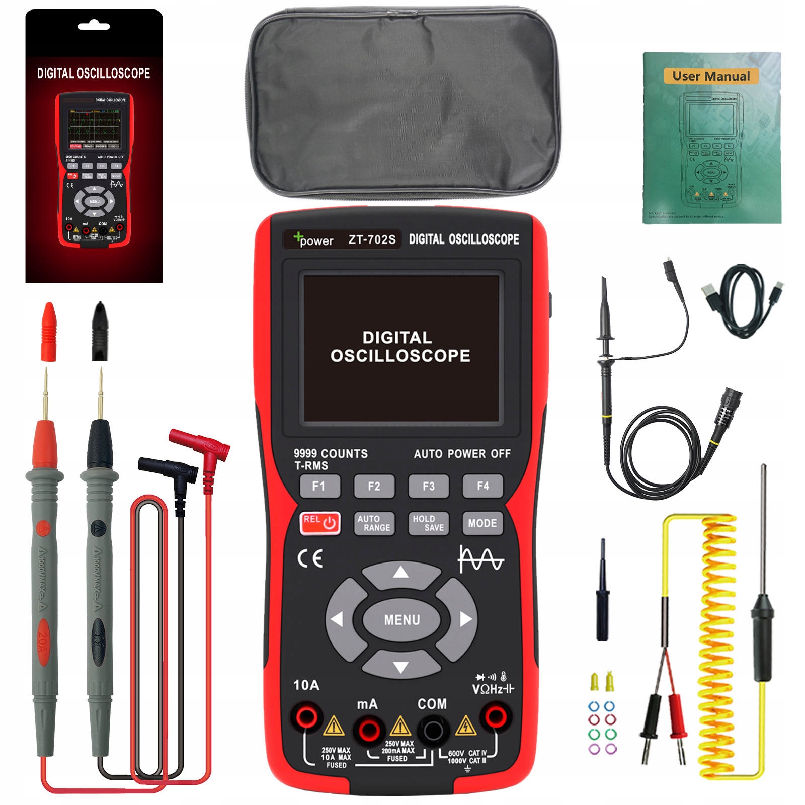 Miernik Multimetr cyfrowy Oscyloskop 2w1 +Power ZT-702S Typ ręczny