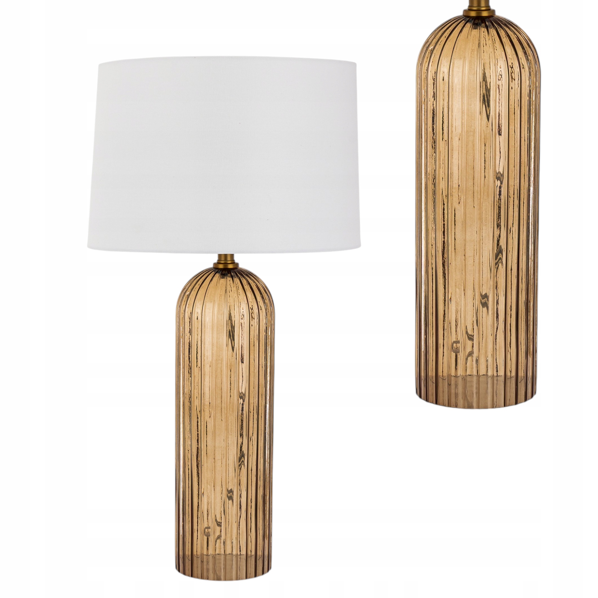 Lampa Z Kloszem Lampka Szklana Stylowa Bursztynowa 76 CM