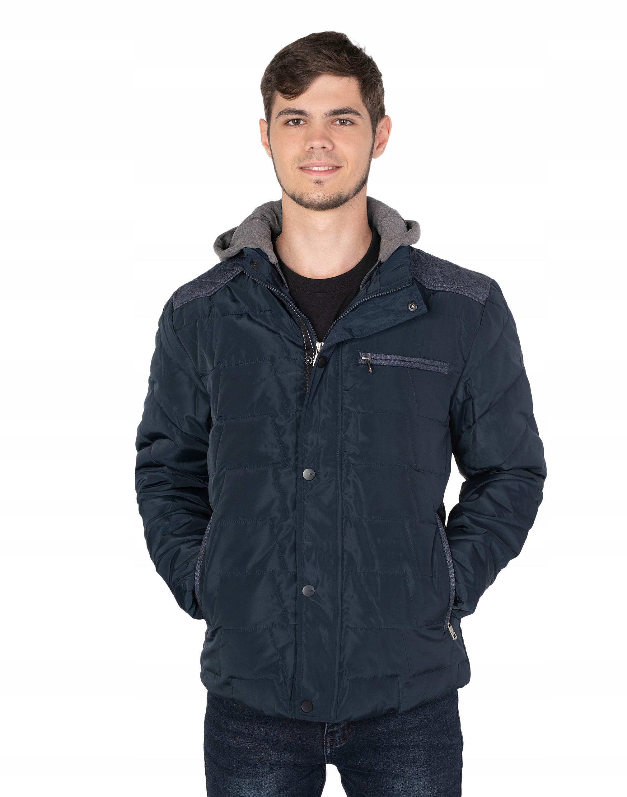 

Kurtka Męska Lekko Ocieplana z Kapturem 055-2 r XL