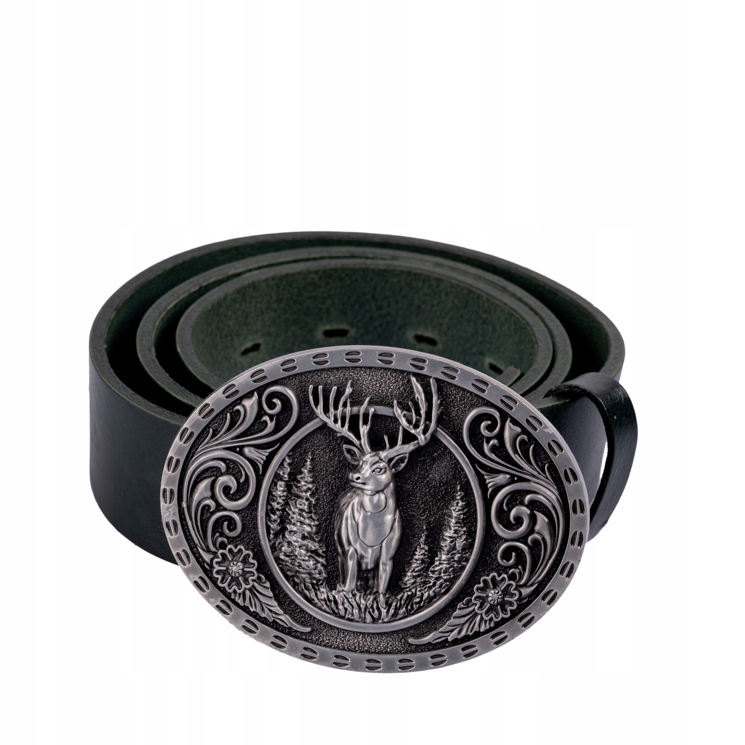 Kožený opasek Bór Hunter Forest Ornate Deer Silver 90