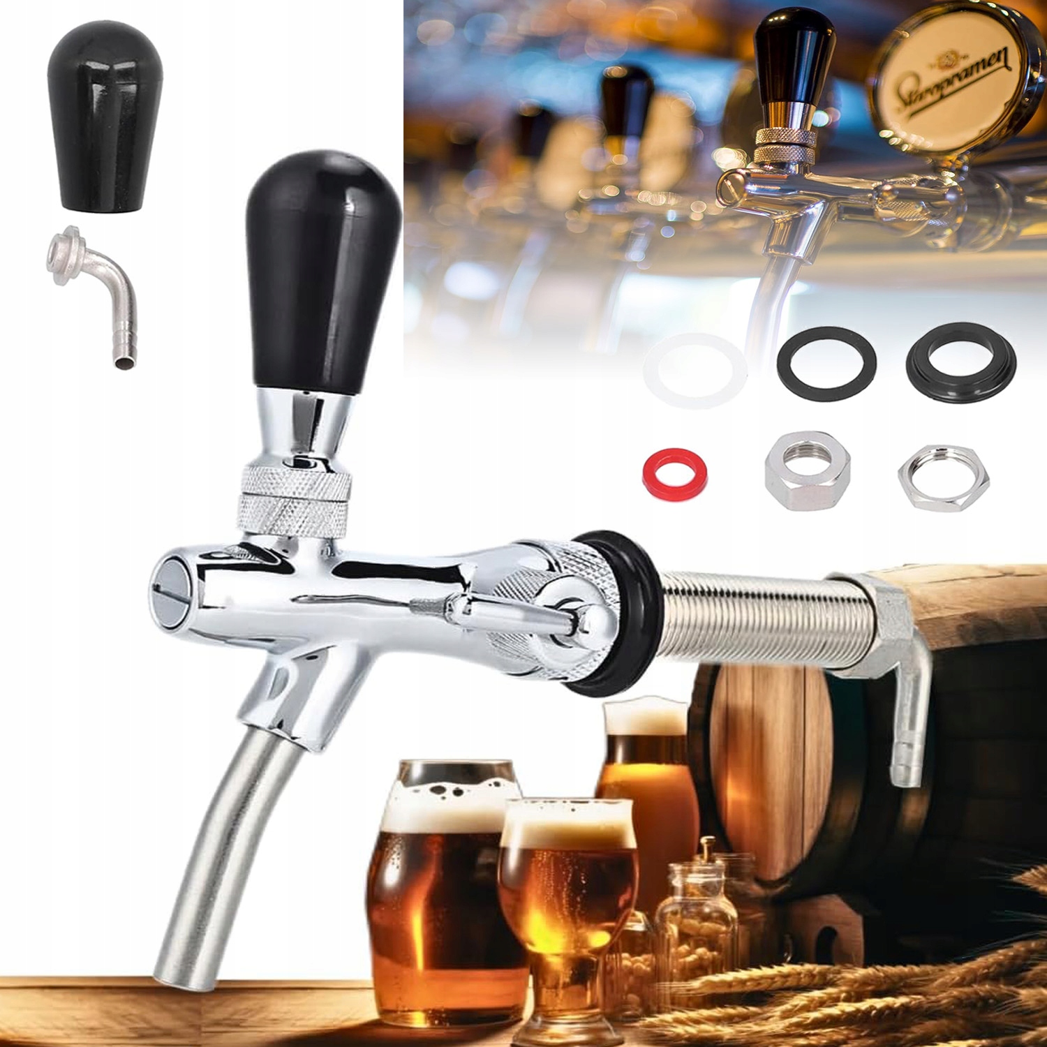 Kohoutek na pivo G5/8 s regulací, Pivní kohoutek z nerezové oceli, pro bary