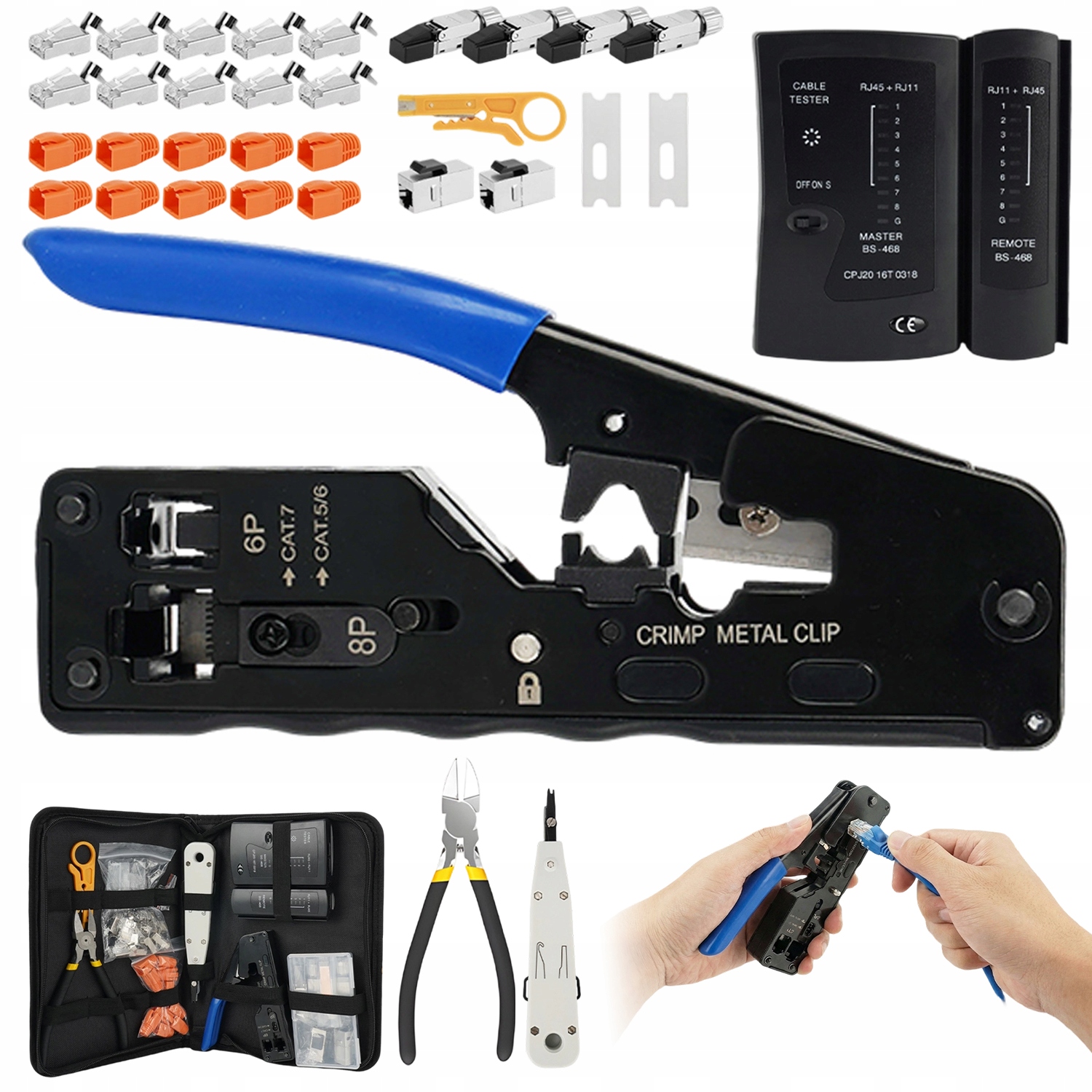 Sada Síťových Nástrojů S Nástrojem Pro Krimpování A Testerem Kabelů Lan
