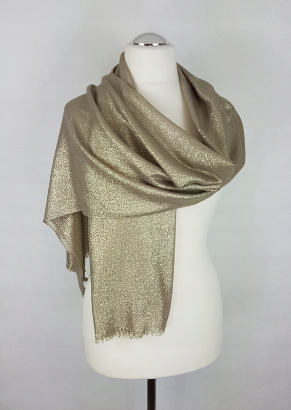 503 Elegancki SZAL na sukienkę CAPPUCINO ZŁOCONE Marka inna