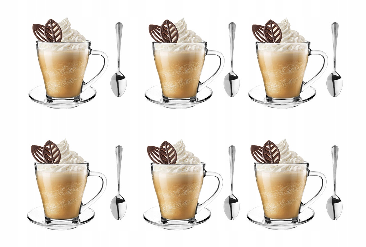 

Kpl Szklanki do kawy Latte +łyżeczki