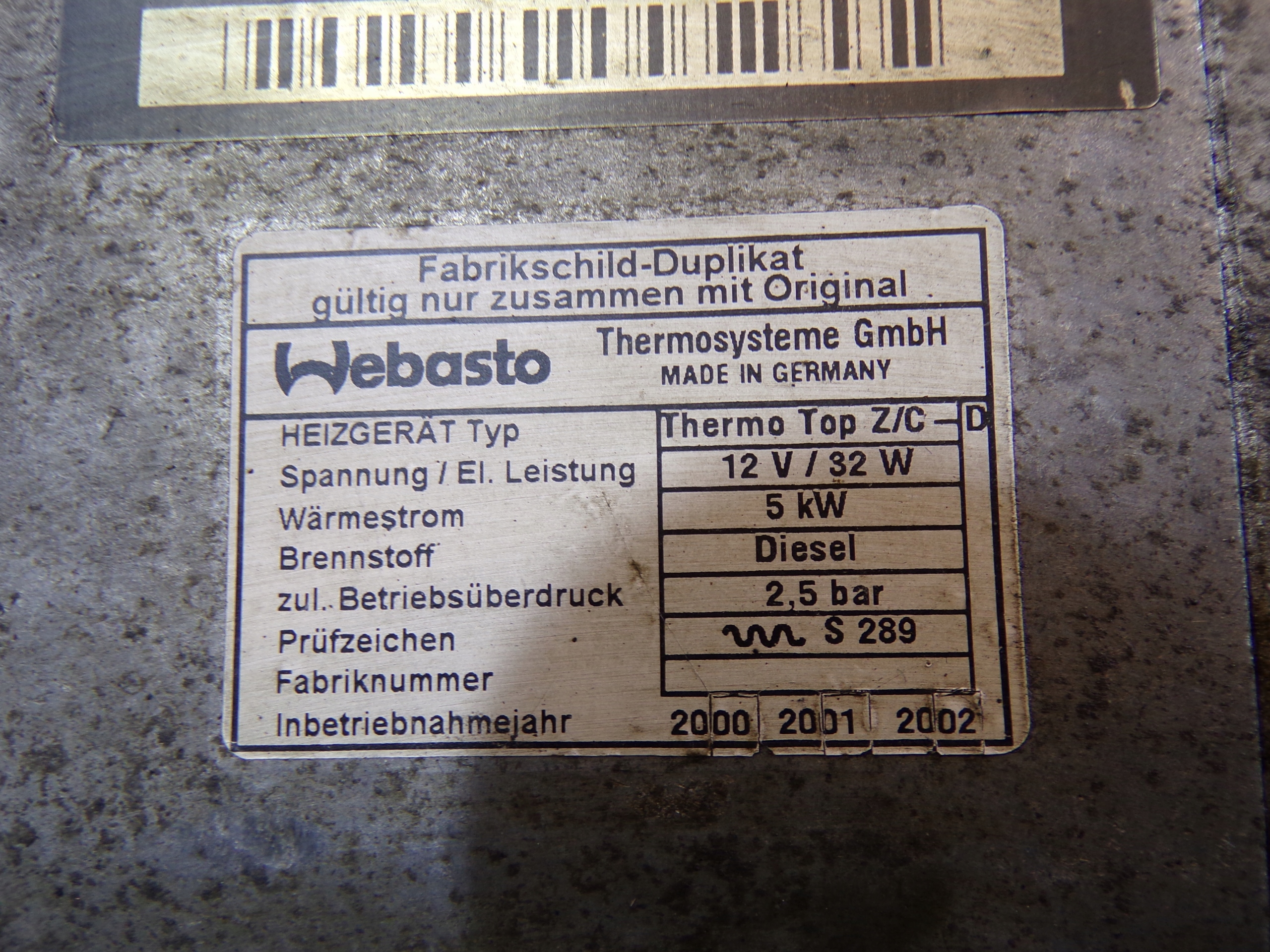 WEBASTO webasto MERCEDES DIESEL 1685000698