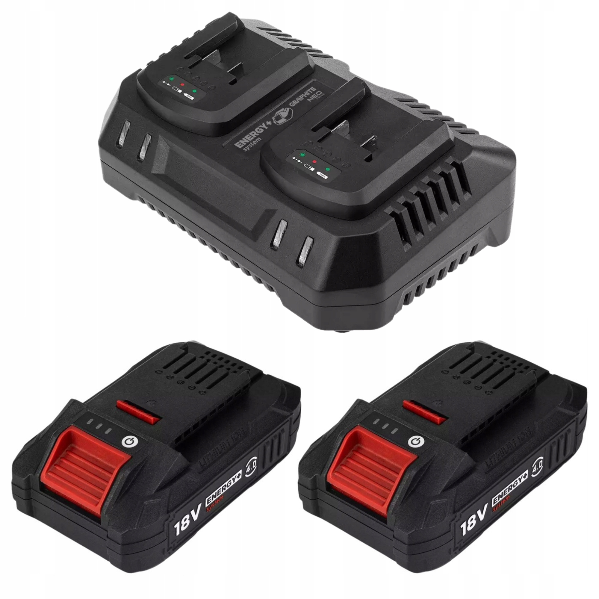 Zestaw 2x Akumulator 4Ah Ładowarka Podwójna Bateria Boost Up Graphite Neo