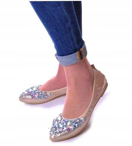 

Buty Złote Damskie Baletki Balerinki 13040 40