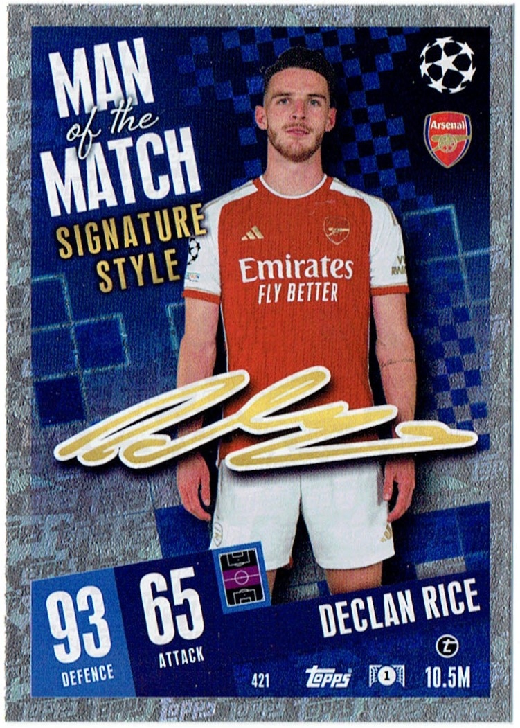 Topps Match Attax 2023-2024 Man Of The Match 421 Declan Rice Arsenal