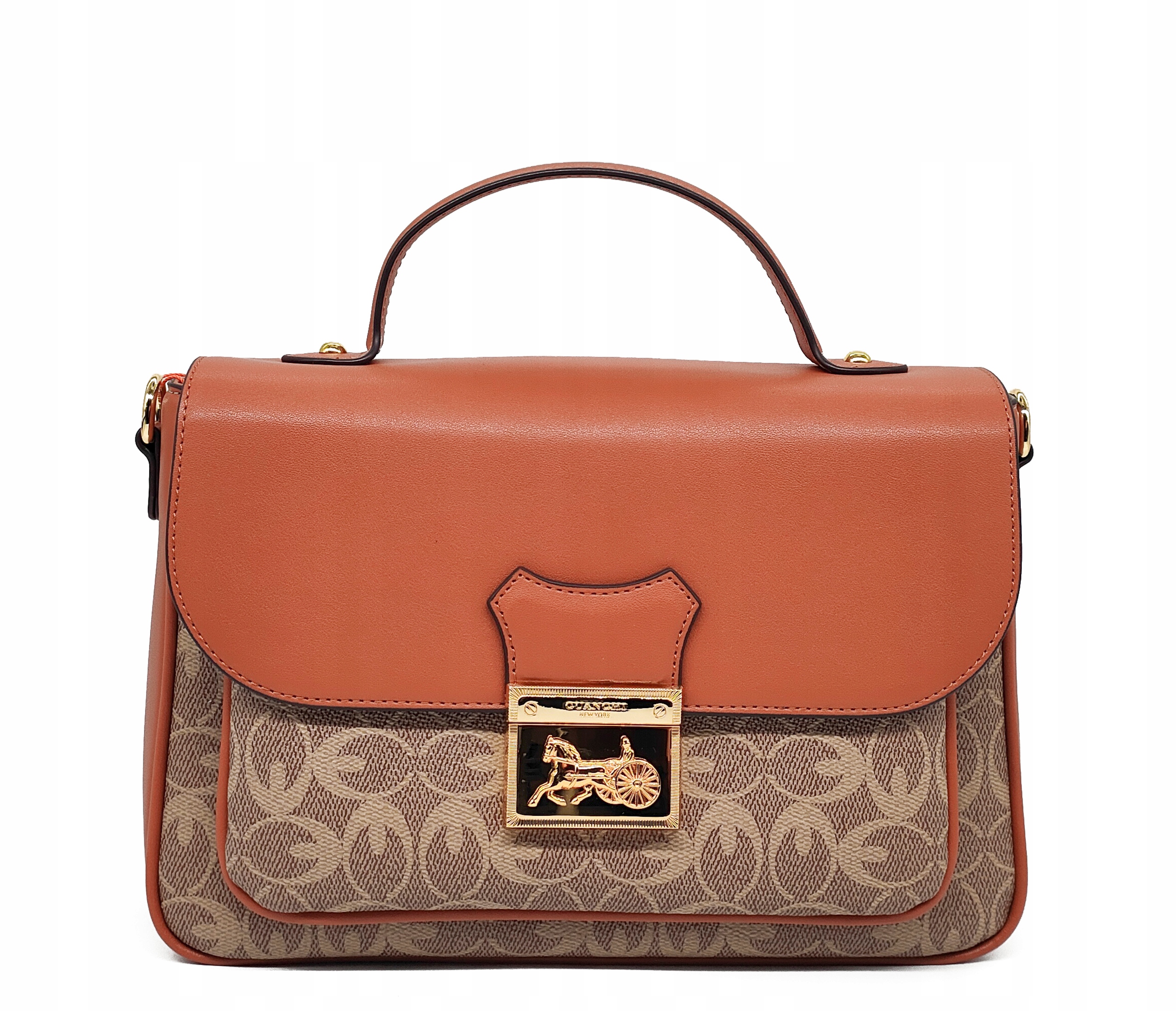Kabelka kufřík kabelka přes rameno crossbody Guanchi hnědá s klopou