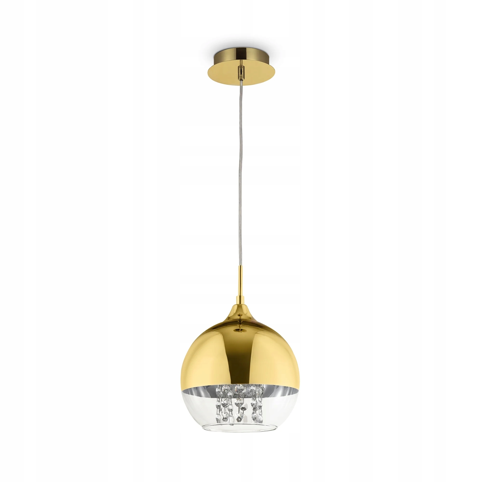 Závesná lampa zlatá, sklenená, guľová s glamour kryštálikmi 20 cm Maytoni