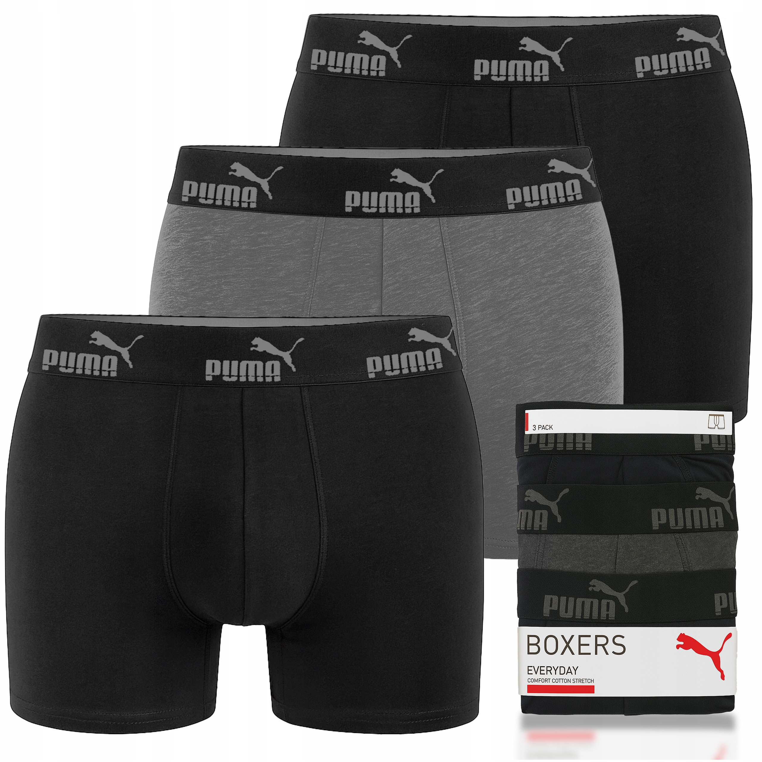 Puma Pánské boxerky Black Bavlna 3 Pak Velikost XXL