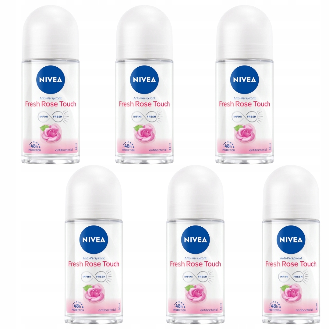 Nivea Rose Touch Dámský kuličkový antiperspirant 48H, sada 50 ml x 6 Ks