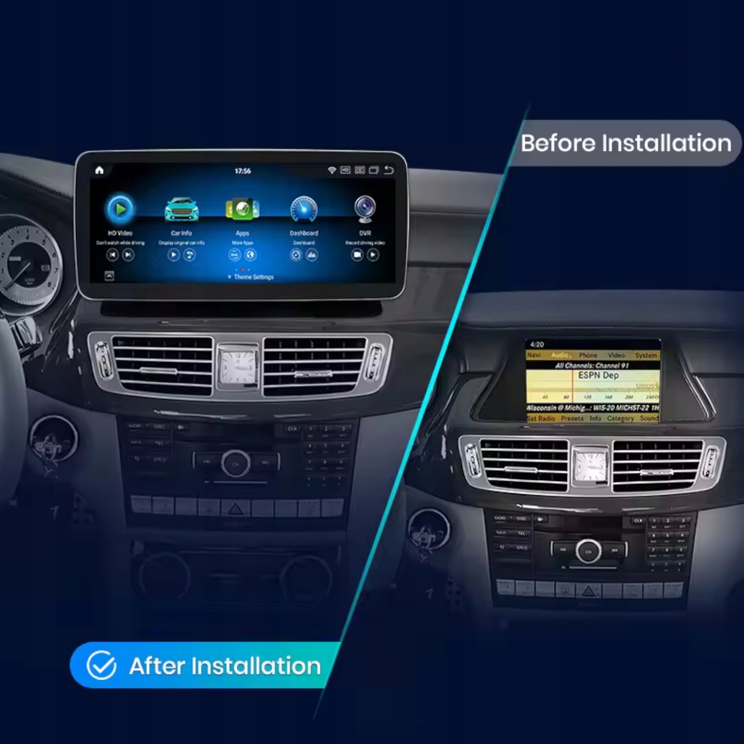 Radio Android do Mercedes W218 X218 C218 NTG 4.5 Qualcomm 665 4+64 GB