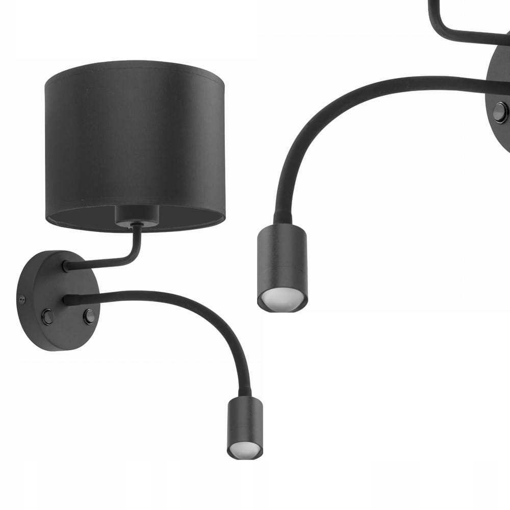 Kinkiet ścienny z ramieniem do czytania Mia z czarnym kloszem Tk Lighting