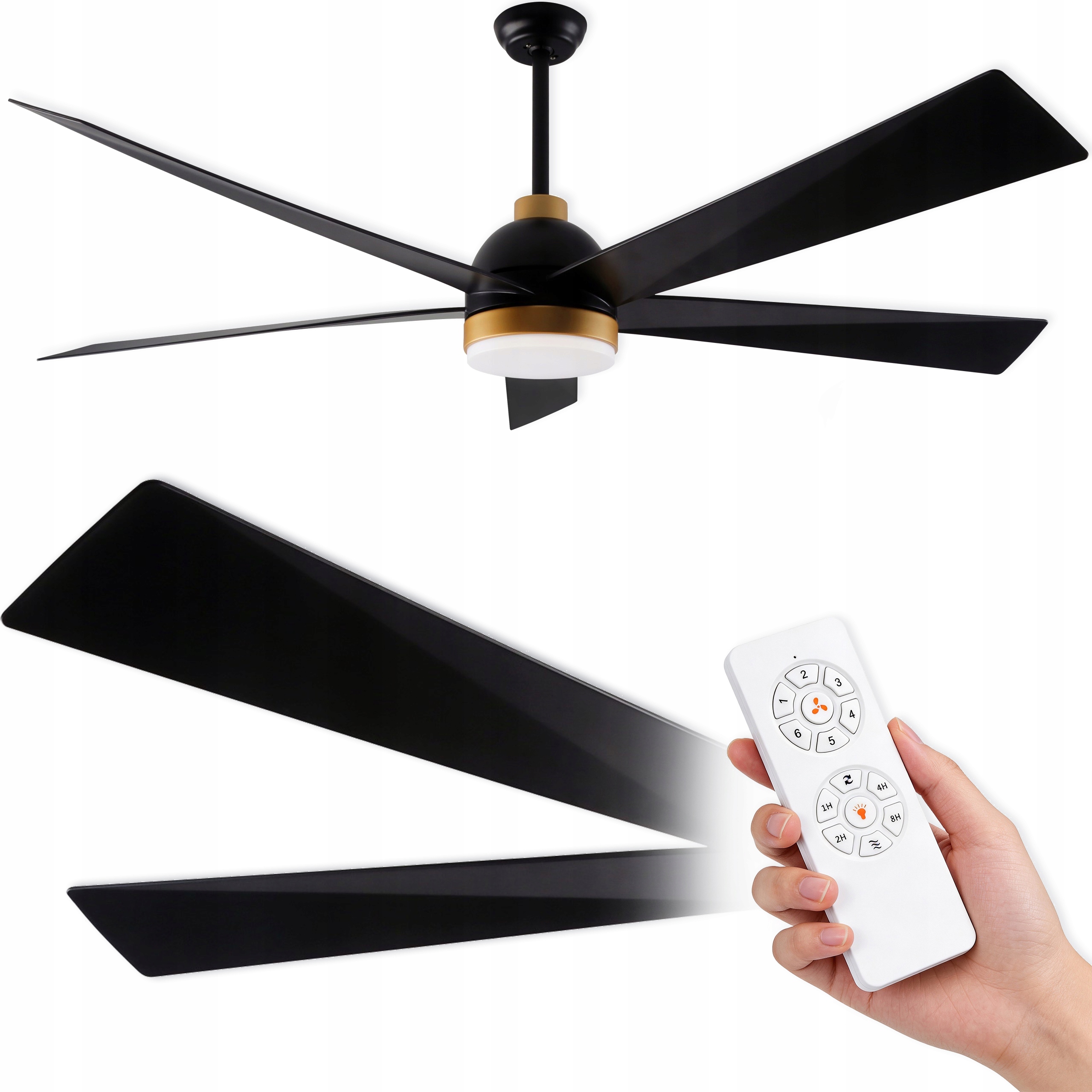 Stropný ventilátor Scorpio DC Led čierny/zlatý 165 cm Do veľkej obývačky
