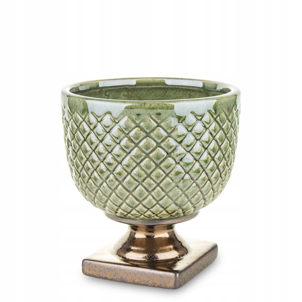 DONICZKA ZIELONA ZŁOTA 16x15cm NA NÓŻCE