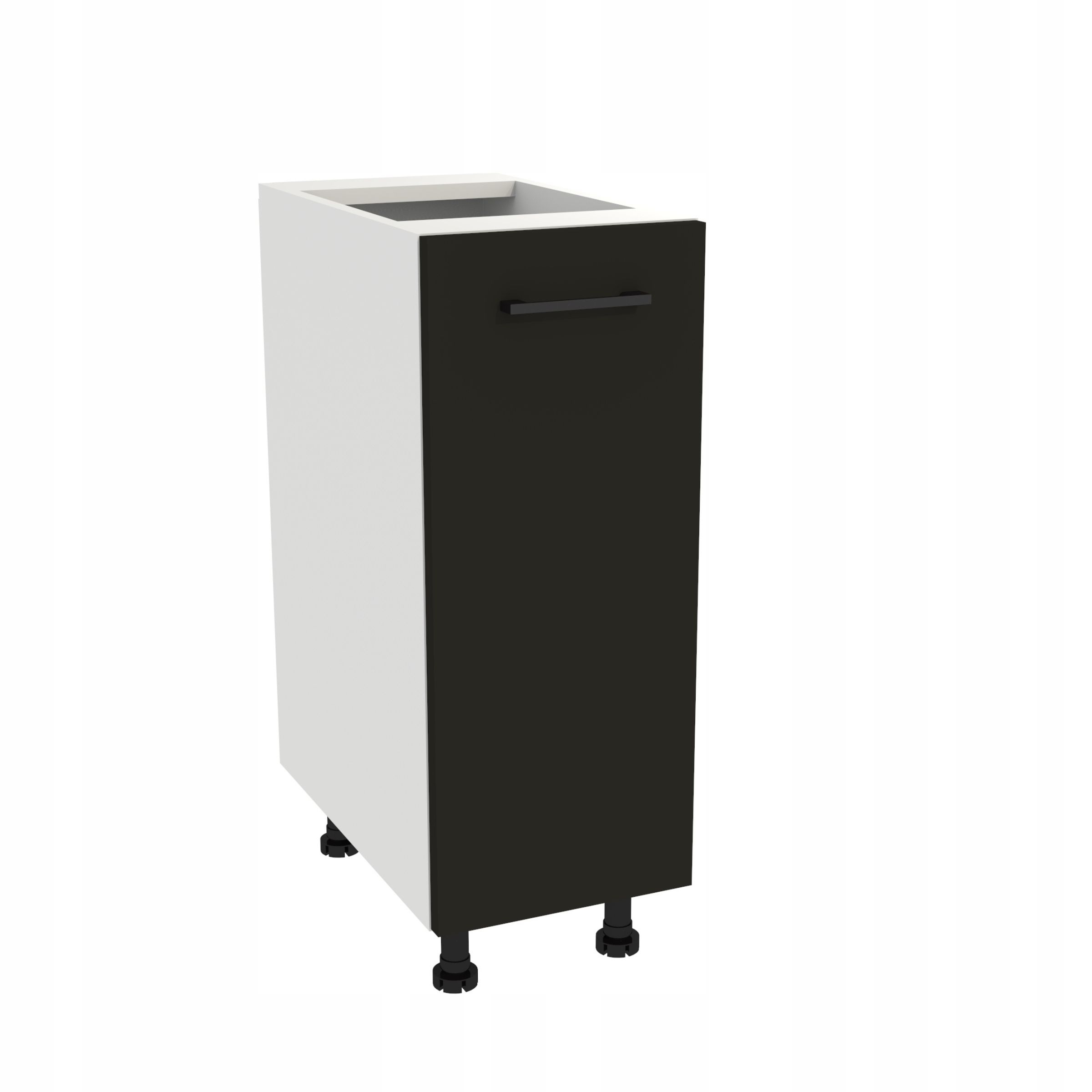 Dolní kuchyňská skříňka 30 Capri korpus Bílá přední strana Černá Mat