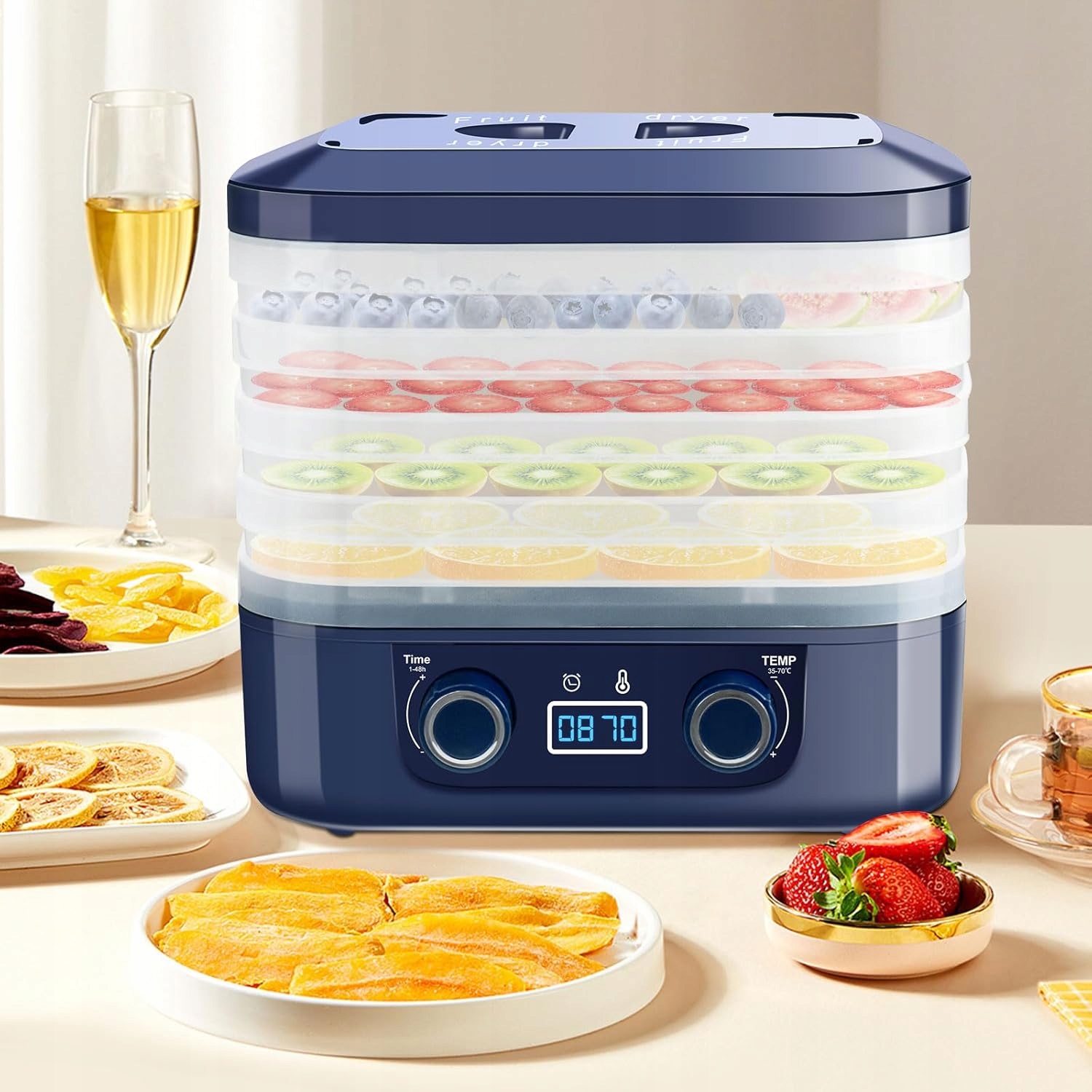 Sušička Ovoce 5 Úrovní Časovač Regulace Teploty 35 °C Bpa Free