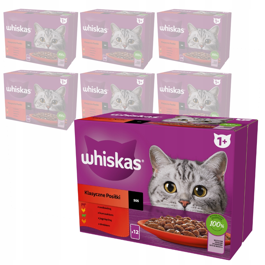 Levně Whiskas Adult 84x85g Klasické jídlo Mokré Krmivo Pro Kočky v omáčce