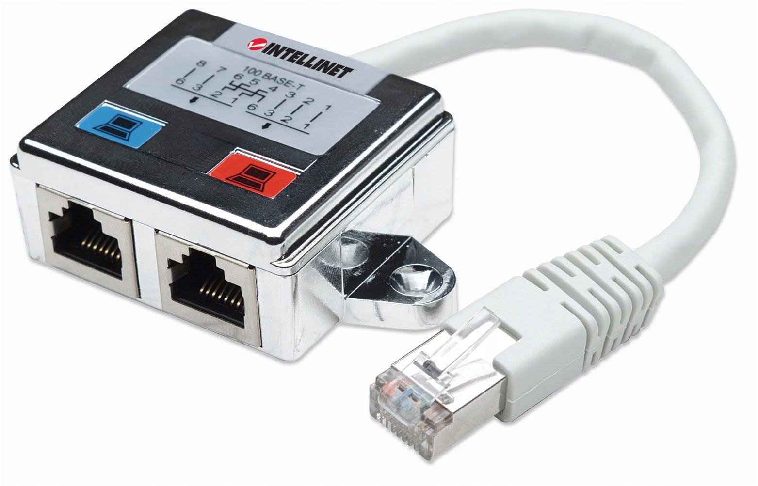 

Adapter Rozgałęziacz Lan RJ45 2x RJ45 Ekranowany