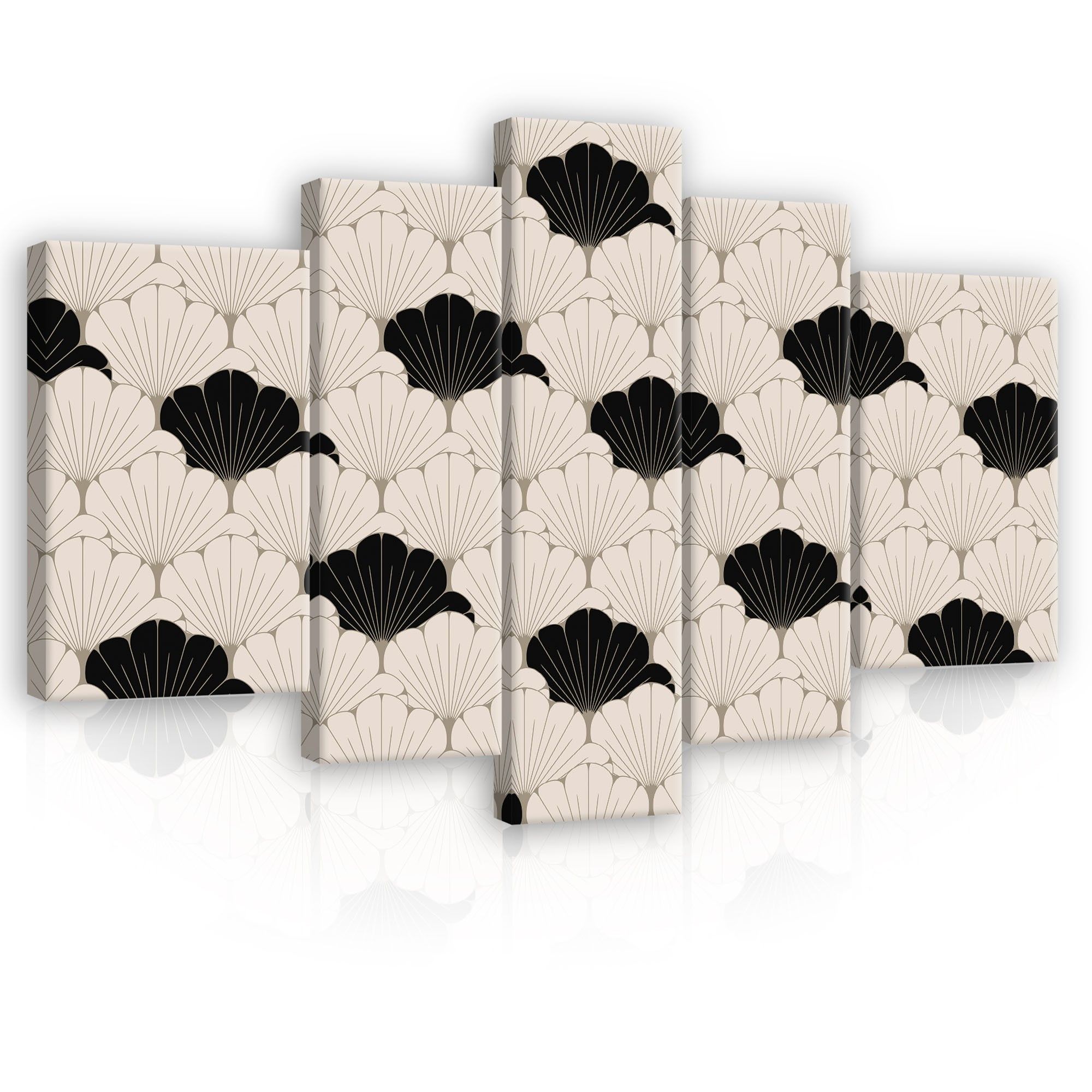 Obraz 170x100 modulárny triptych bez rámu vzor japonský vejár mušle