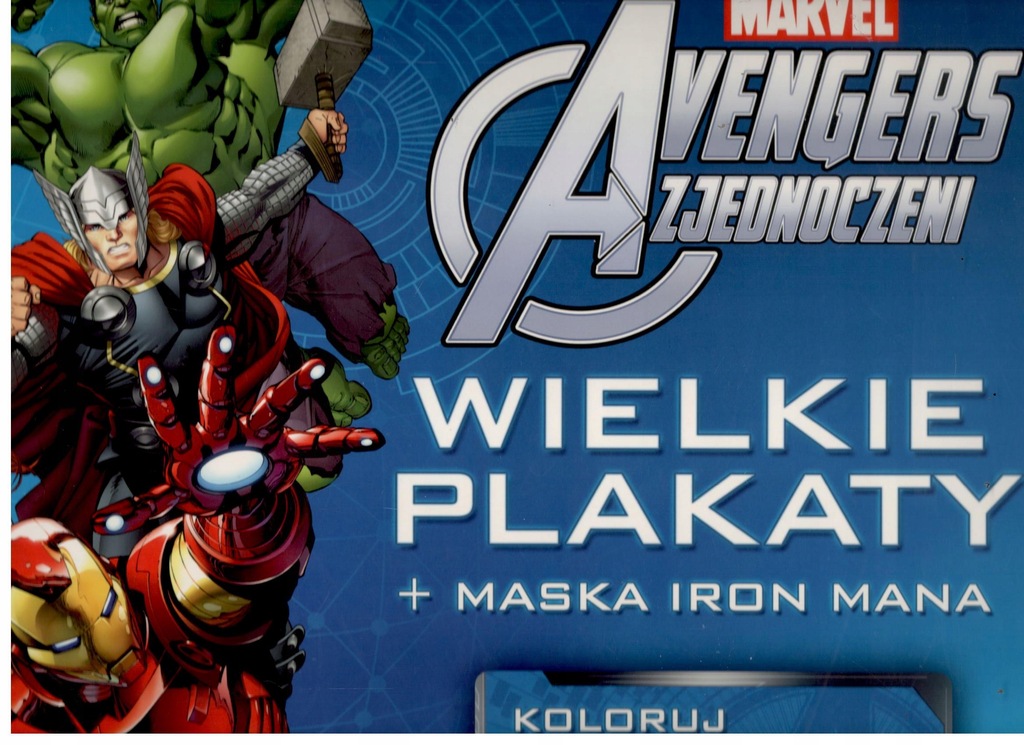 Kolorowanka. Avengers Zjednoczeni. Wielkie plakaty maska Iron Man. Marvel